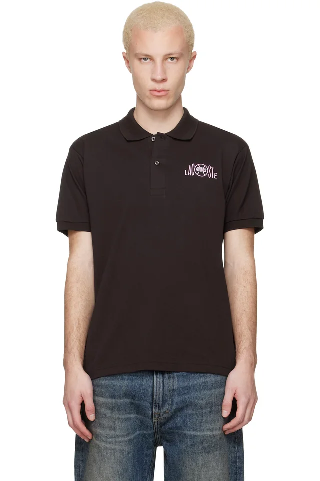 Lacoste Brown Classic Fit Graphic Branding Polo, image 1 of 1 from SSENSE
