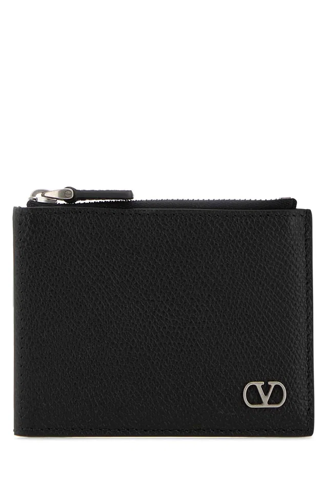 Valentino Garavani Calf Leather Coin Purse — Black - Bos Taurus Wallet in Black Calfskin from HEWI