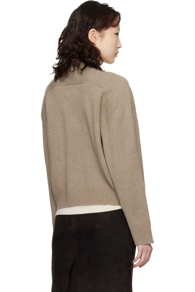 Loulou de Saison Taupe Homere LDS Cashmere Polo Sweater, photo 3 of 4 from SSENSE