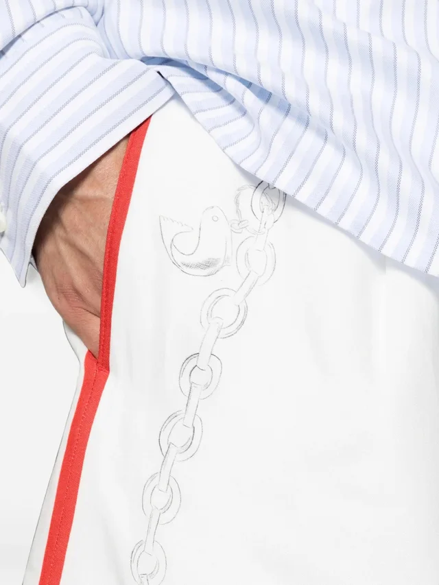 Jacquemus Chain-Print Side-Stripe Shorts, photo 3 of 3 from SENSER