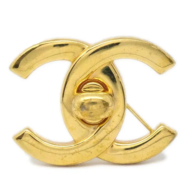 Chanel Turnlock Brooch Pin Gold 96A in Gold from AMORE Vintage Tokyo