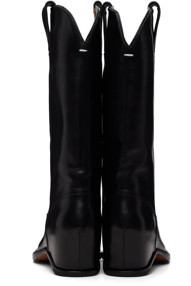 Maison Margiela Black Heel-Less Western Boots, photo 2 of 5 from SSENSE