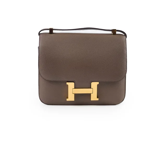 Hermès Constance III 24 Gris Etain 8F Epsom GHW C stamp in Taupe Epsom leather from The Purse Affair