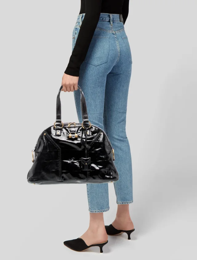 Signature Saint Laurent Rive Gauche Vintage in black Patent leather from The RealReal, photo 2 of 6