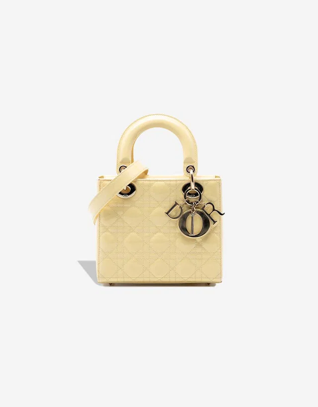 Dior Lady Small Patent Light Yellow in Yellow Patent leather from SACLÀB