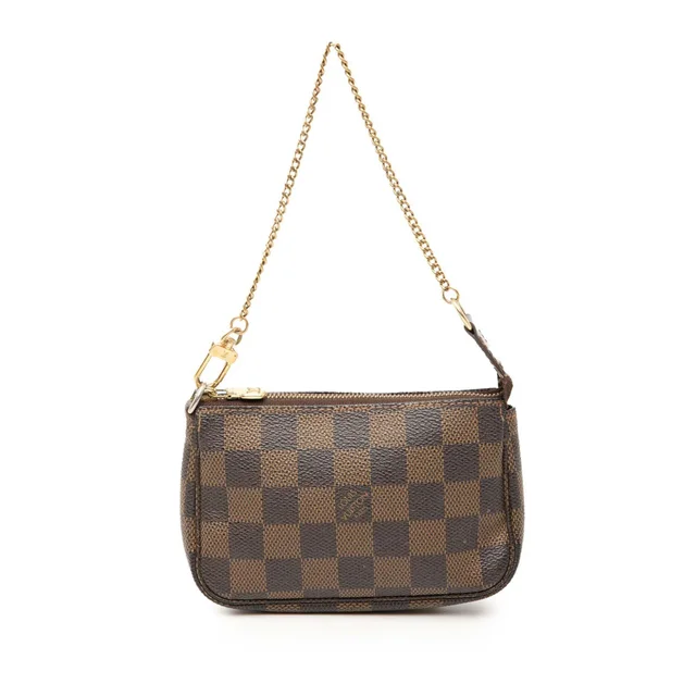 Brown Louis Vuitton Damier Ebene Mini Pochette Accessoires Handbag in Brown Canvas from Designer Revival, photo 1 of 1
