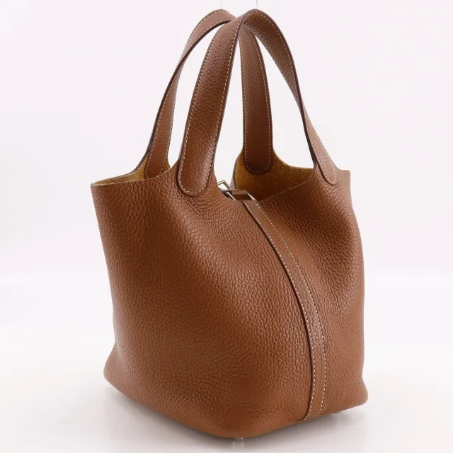 Hermès Picotin Lock18 PM Clemence Handbag in Brown Calfskin from LuxUness, photo 3 of 14