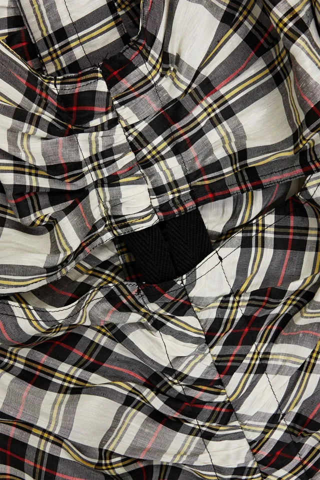 Ganni Cutout Checked Linen and Silk-Blend Midi Dress in Black, photo 4 of 4 from THE OUTNET