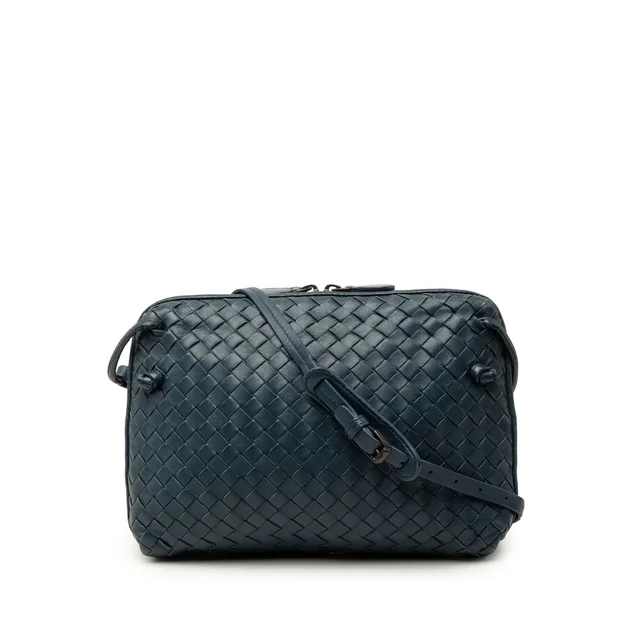 Blue Bottega Veneta Nappa Intrecciato Nodini Crossbody in Blue Nappa leather from Designer Revival