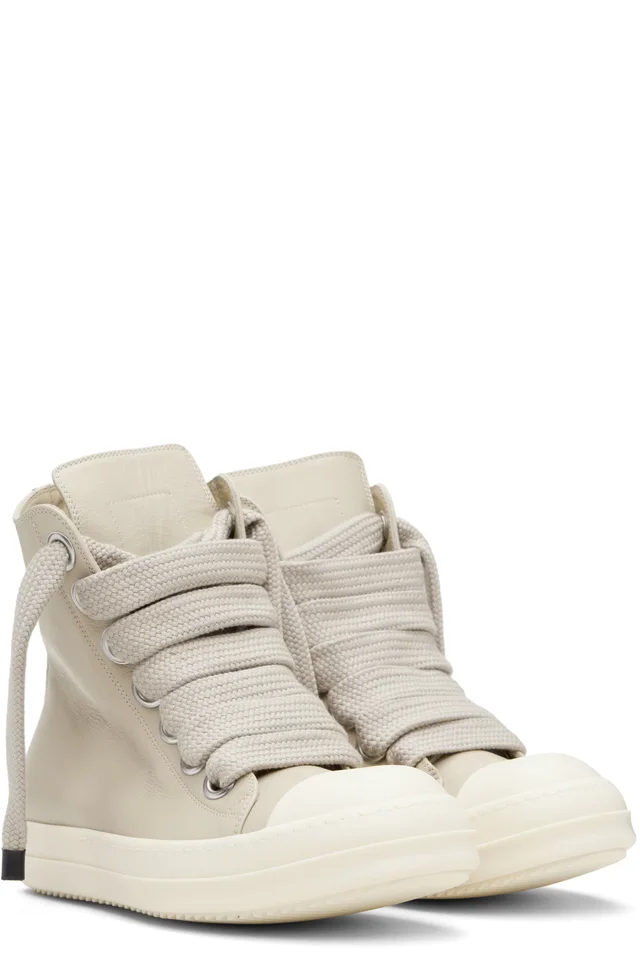Rick Owens Beige Temple Jumbolace Sneakers, photo 4 of 5 from SSENSE