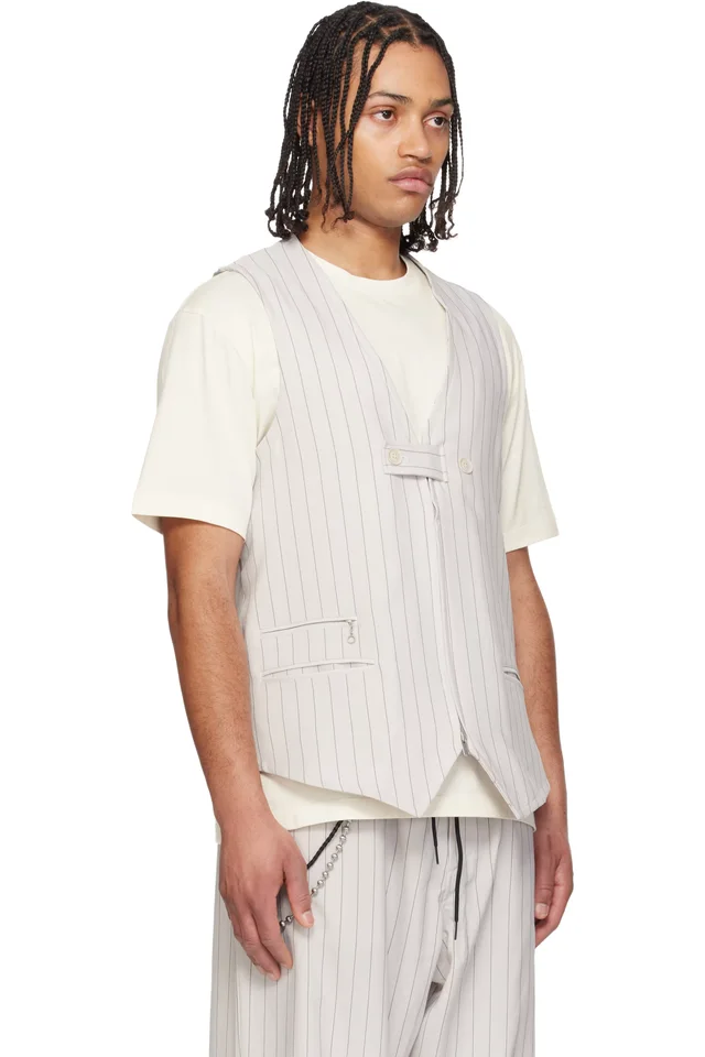 Y-3 Taupe Chapea Tailored Waistcoat, photo 2 of 4 from SSENSE