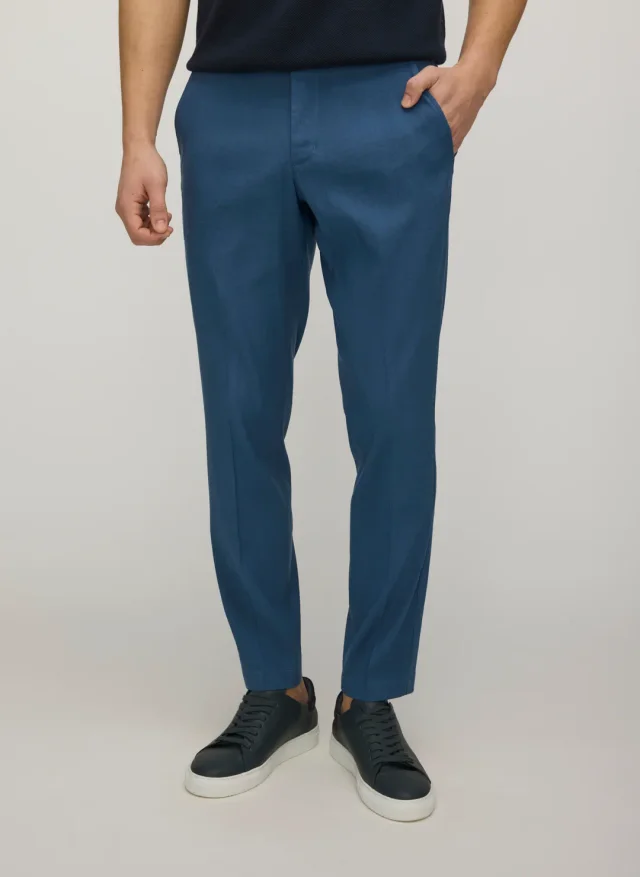 Kit and Ace En Route Slim Linen Pants in Dark Denim Comfort Linen, photo 2 of 4 from Kit and Ace