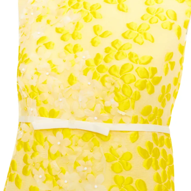 Giambattista Valli silk floral cloque mini bow dress in yellow, photo 2 of 6 from ShopSimon