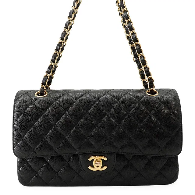 Chanel Matelasse W Flap ChainShoulder Bag BlackA01112 Caviar Leather Size 25 in Caviar leather from GALLERY RARE