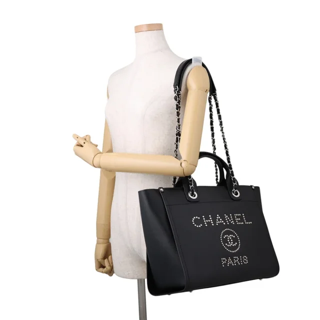 Chanel Deauville Studded 2WAY Chain Tote BlackA57069 Caviar Leather in Caviar leather from GALLERY RARE, photo 7 of 17