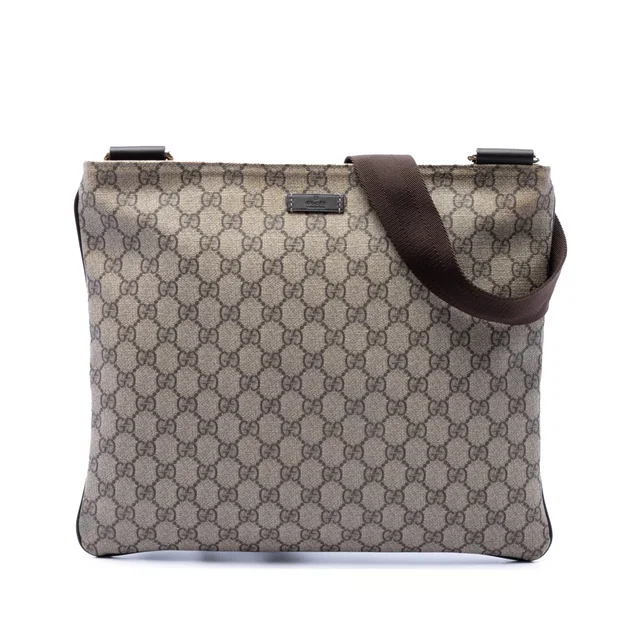 Beige Gucci GG Supreme Crossbody in Beige Coated canvas from Designer Revival