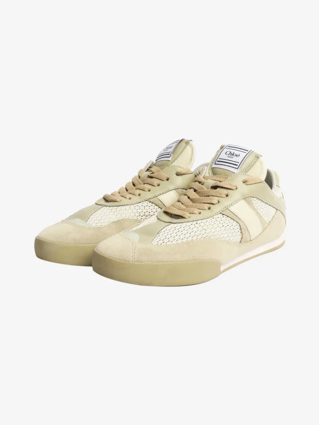 Chloé Army green Kick mesh leather sneakers - size EU 38 in Green Leather from Sign of the Times, photo 2 of 4