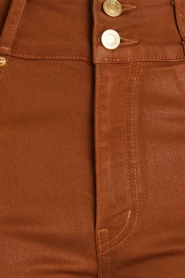 Derek Lam 10 Crosby Coated High-Rise Kick-Flare Jeans in Tan, photo 4 of 4 from THE OUTNET