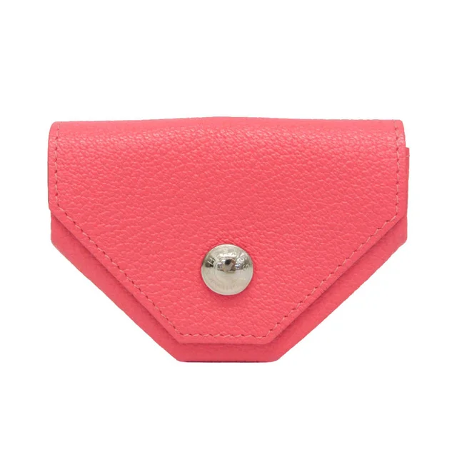 Hermès LE 72 Women,Men Chevre Leather Coin Purse/coin Case Pink in Pink Chevre leather from Elady