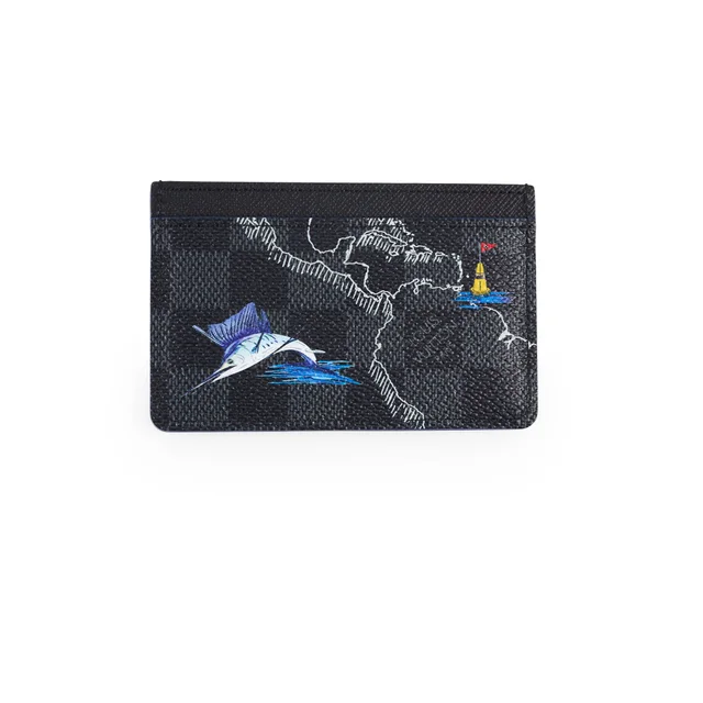 Louis Vuitton Damier Graphite World Map Porte Cartes Simple Card Holder in Grey Canvas from The Purse Affair