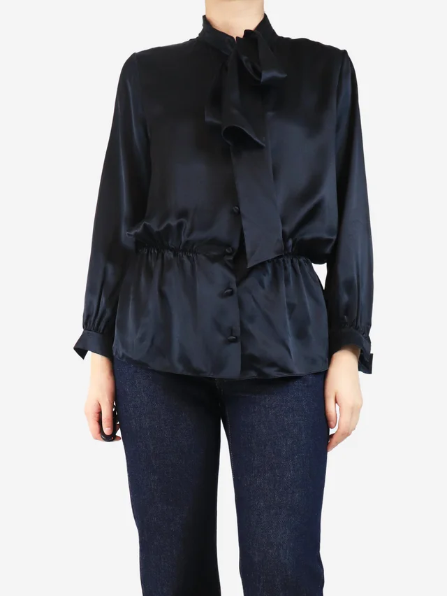 Balenciaga Black silk blouse - size UK 12 in Black Silk from Sign of the Times