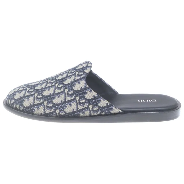 Dior Oblique Trotter Jacquard Mules Black Beige in Black from The Reluxe