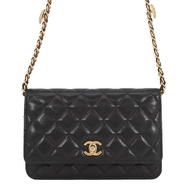 Chanel Matelasse Chain wallet Black Caviar Leather in Black Caviar leather from GALLERY RARE