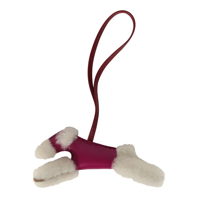Hermès Budy Charm Ecru, Rose Pourpre, Rouge Grenat Milo Lambskin and Merino Wool in Red Lambskin from Madison Avenue Couture