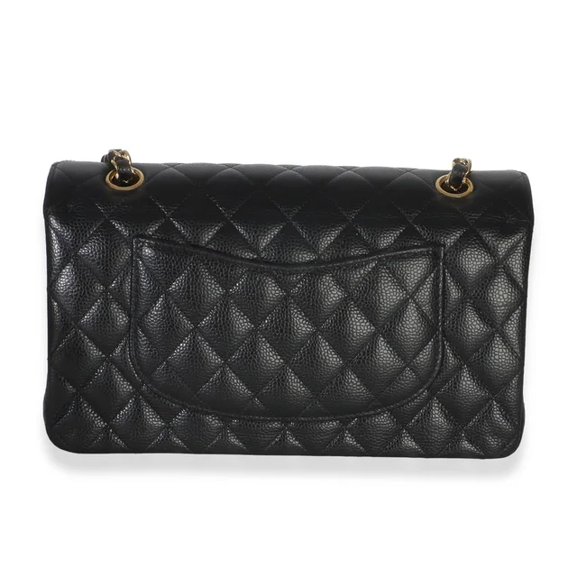 Chanel Black Quilted Caviar Medium Classic Double Flap Handbag Leather in Black Caviar leather from HEWI, photo 2 of 2