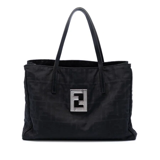 Black Fendi Zucca Canvas Tote in Black Canvas from Designer Revival