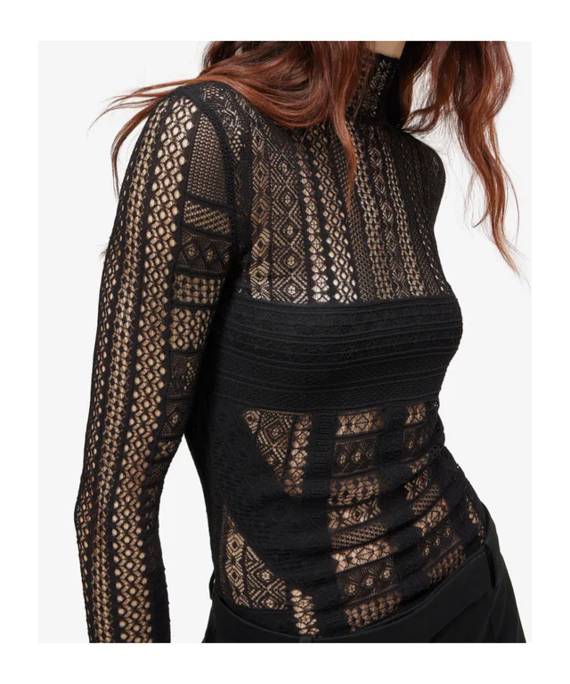 Alexander McQueen Women's Viscose Knit Lace Top in Black, photo 5 of 5 from SENSER