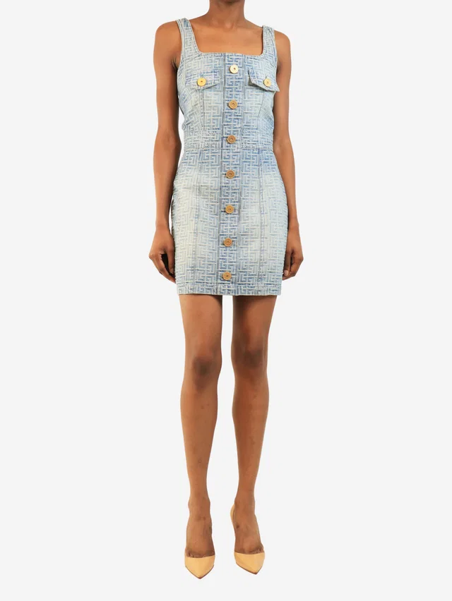 Balmain Blue denim mini dress - size UK 8 in Blue Denim from Sign of the Times