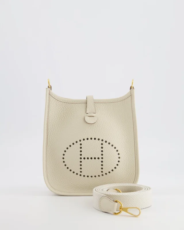 Hermès Mini Evelyne Amazone Bag in White Clemence leather from Sellier