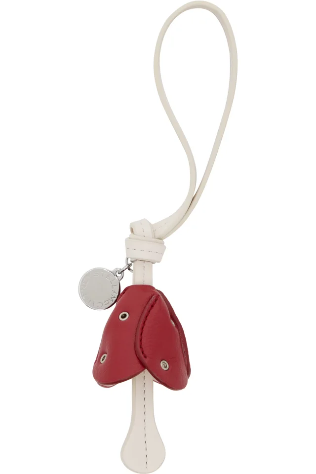 Stella McCartney Red & Off-White Mushroom Charm Keychain, photo 2 of 3 from SSENSE