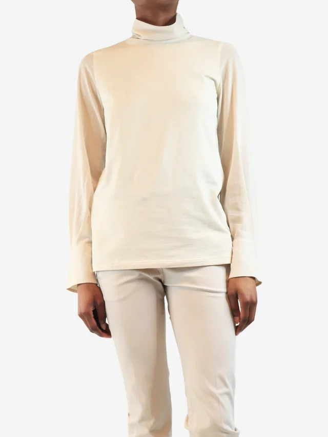 Brunello Cucinelli Cream high-neck top - size S in White from Sign of the Times