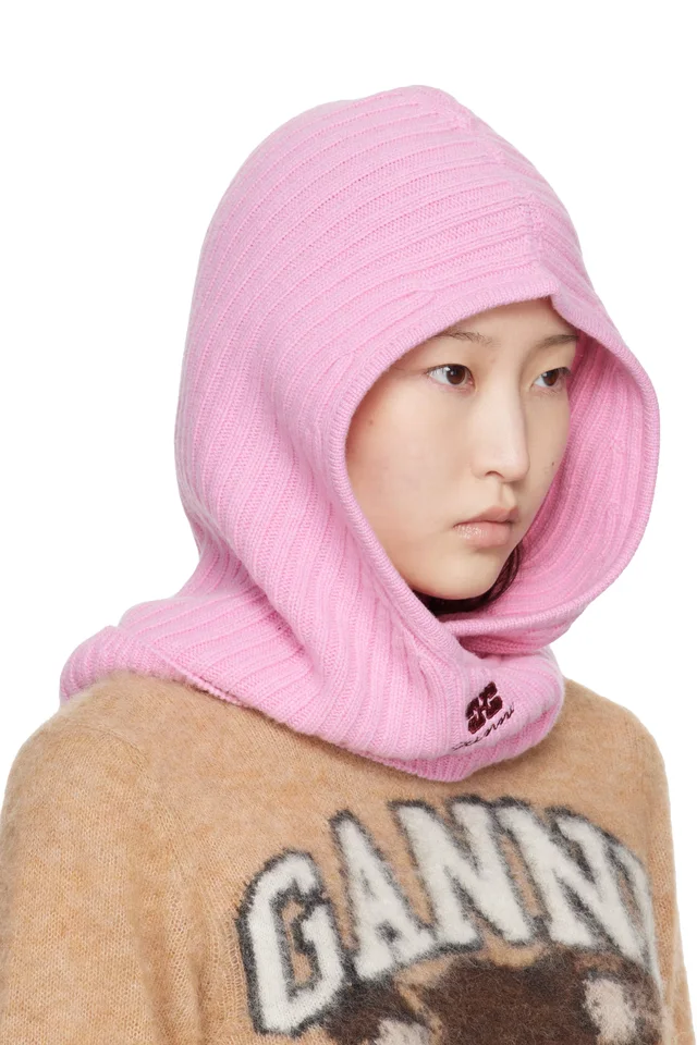 GANNI Pink Wool Mix Balaclava, photo 2 of 3 from SSENSE