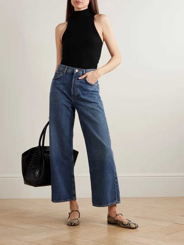 AGOLDE Ren recycled high-rise wide-leg jeans in Blue, photo 2 of 2 from NET-A-PORTER (Canada)