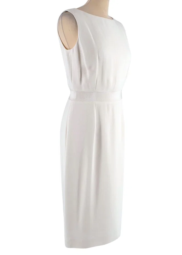 Dior Cream Sleeveless Midi Dress in White Silk from HEWI