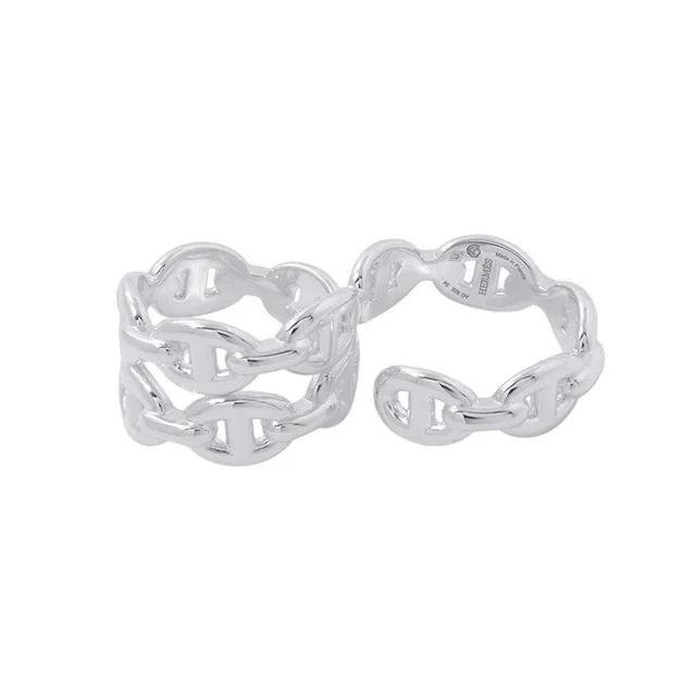 Hermès Chaine d'Ancre Double Ring Size 54/#14 SV925 from GALLERY RARE