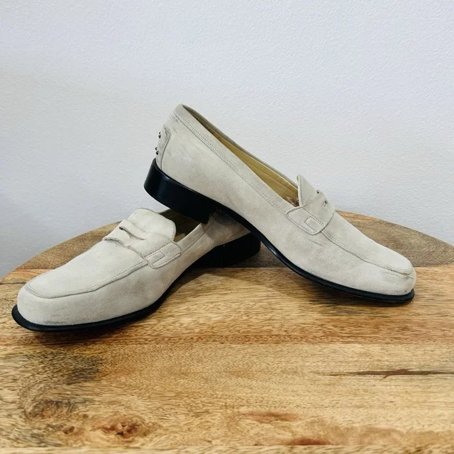 Tod's Womens Size 40 / 9.5 Driving Penny Loafers Light Gray Suede Leather Flat in gray Suede from Poshmark