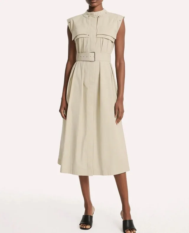 Proenza Schouler Trench Dress Slvless Button Front Belted Midi Party Travel in Beige in white|neutral from Grailed