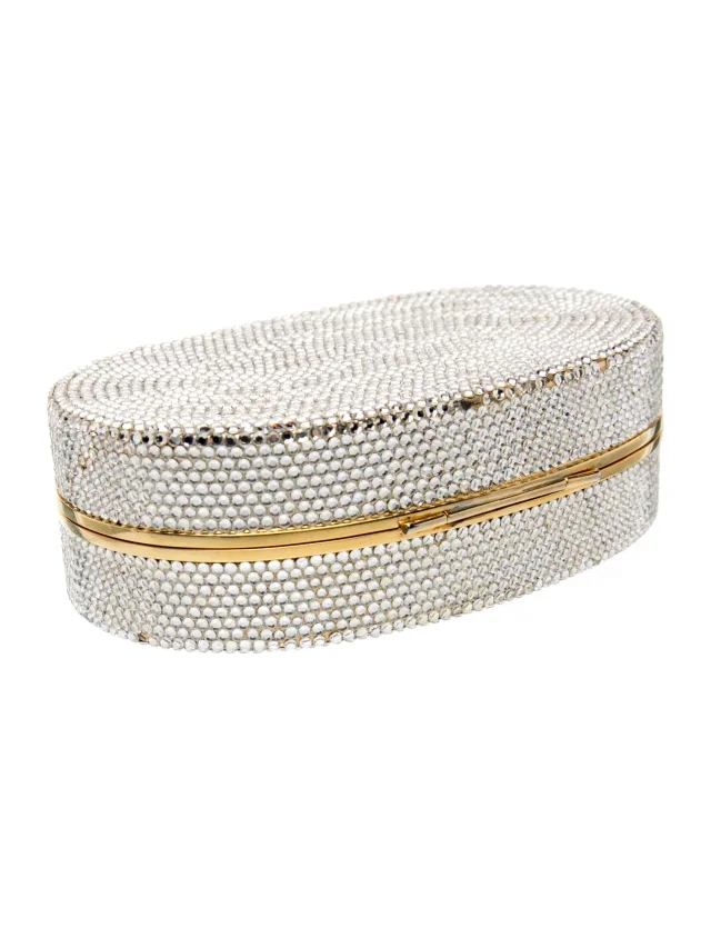 Judith Leiber Crystal Minaudière in silver|gray Leather from The RealReal, photo 5 of 6