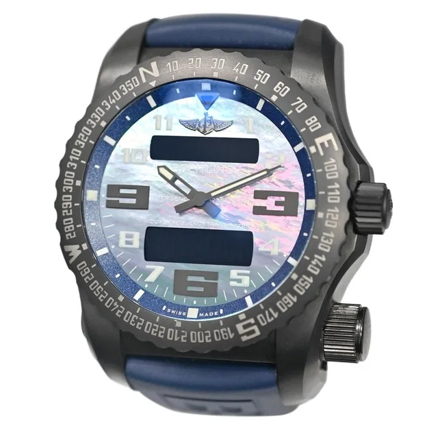 Breitling Professional Perpetual Alarm GMT Quartz Analog-Digital Chronometer Mens Watch V76325 in blue|black from Jomashop.com