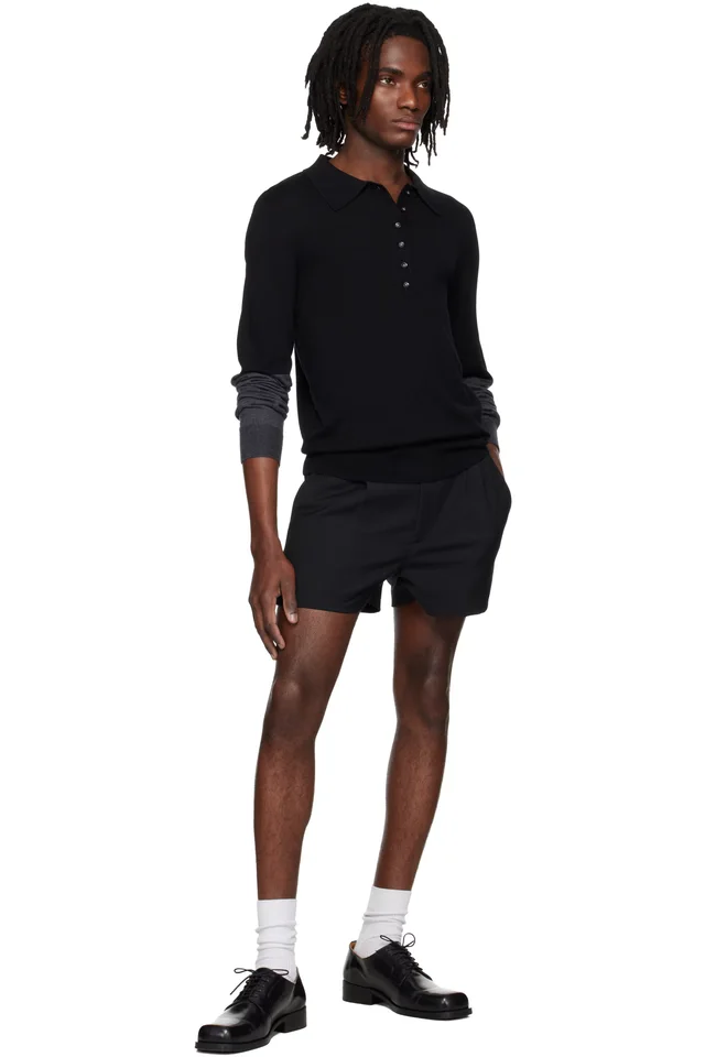 Entire Studios Black Split Sleeve Polo, photo 4 of 4 from SSENSE