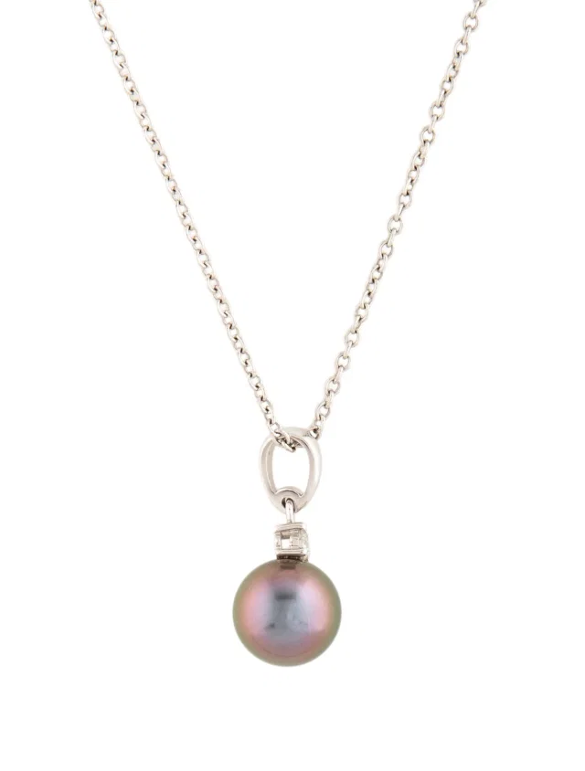 Mikimoto 18K South Sea Pearl & Diamond Pendant Necklace, 18" in multicolor from The RealReal