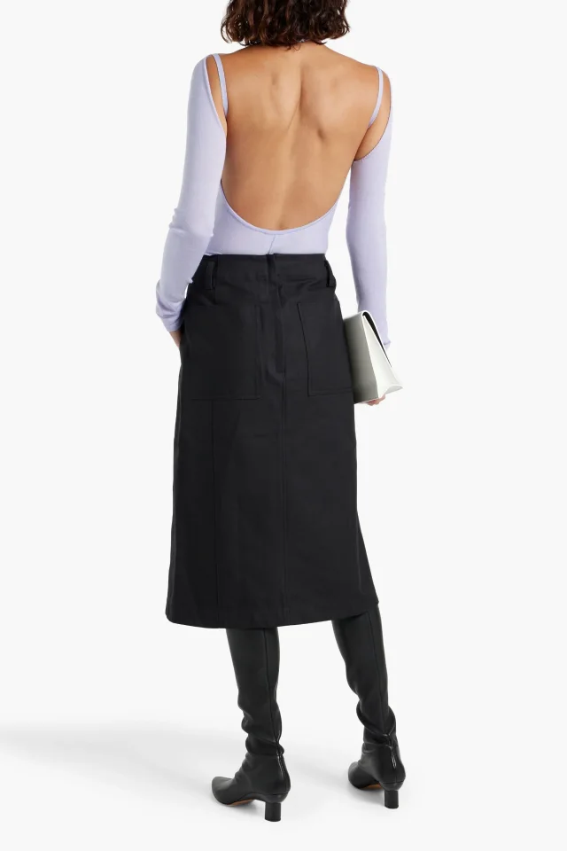 Tibi Wrap-Effect Cotton Skirt in Black, photo 3 of 4 from THE OUTNET