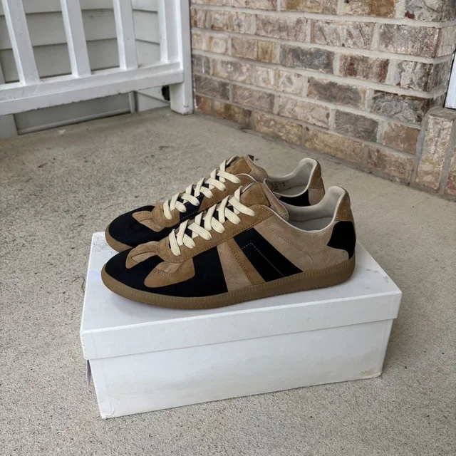 Maison Margiela Tan/black Abstract Suede Gats - 44 Shoes in Beige, Men's (Size 11) in white|neutral Suede from Grailed