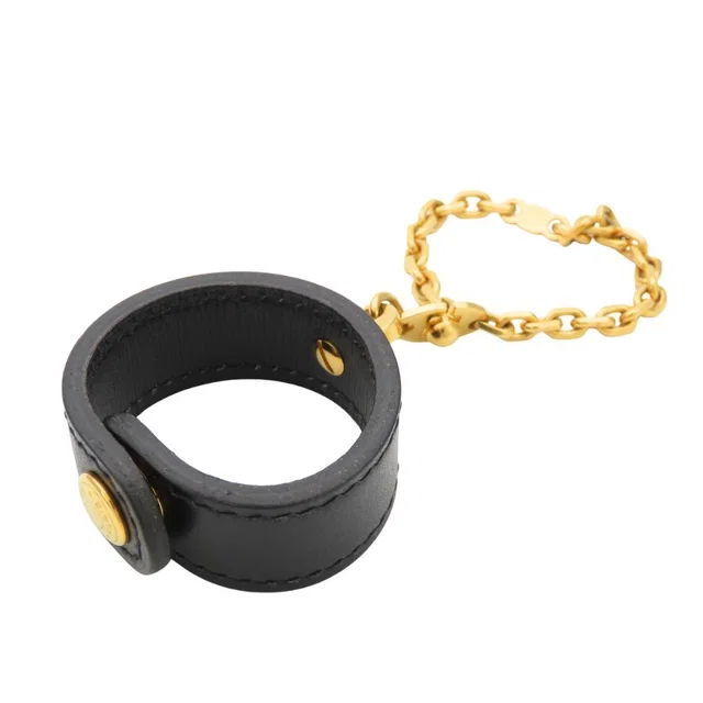 Hermès Glove Holder Leather Metal Black Gold Gloves in Black Leather from The Reluxe
