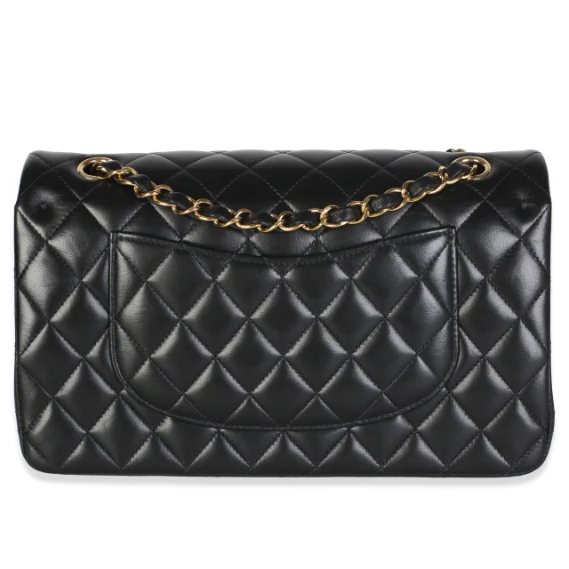 Chanel Black Quilted Lambskin Medium Classic Double Flap Bag in Black Lambskin from myGemma, photo 6 of 12