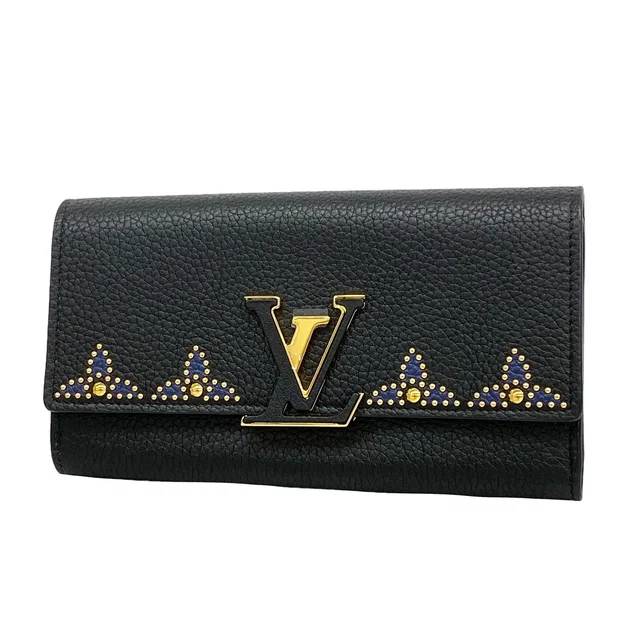 Louis Vuitton Wallet Taurillon Portefeuille Capucines Black in Black from The Reluxe